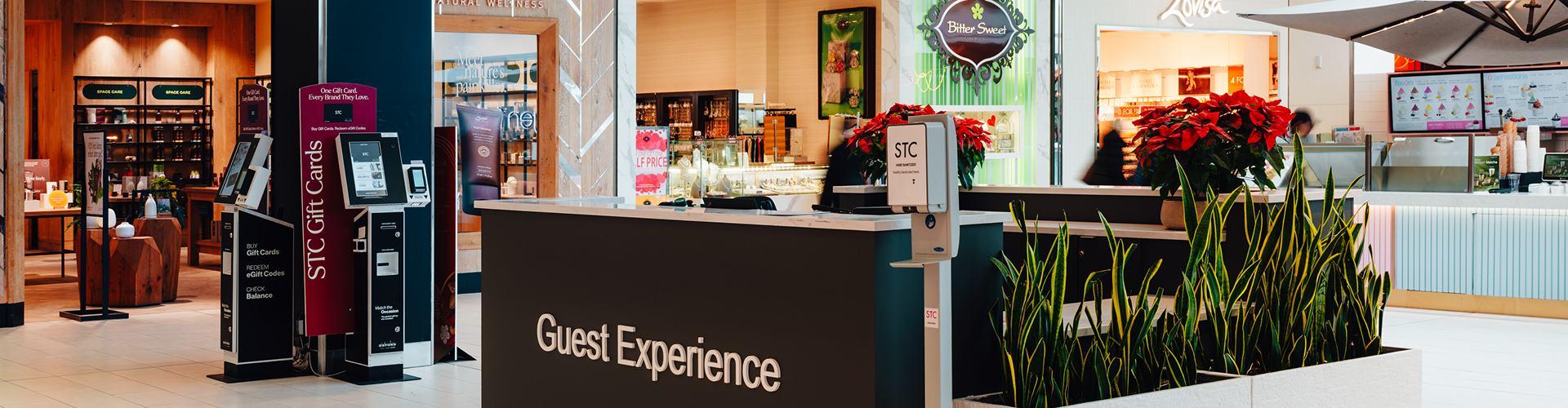 Scarborough Town Centre Mall gift card kiosk at guest services desk with easy purchase options