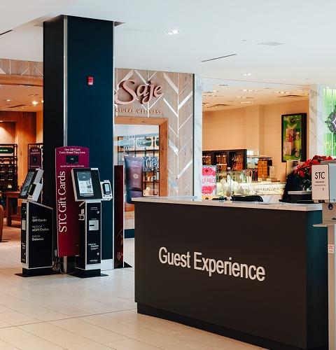 Scarborough Town Centre Mall gift card kiosk at guest services desk with easy purchase options