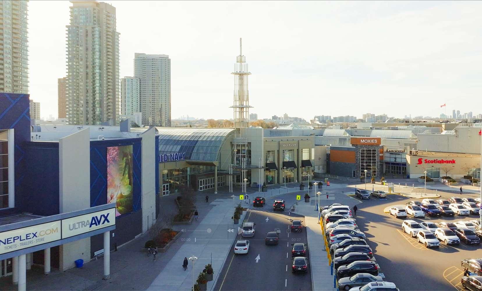 Aerial view of the shopping centre with Cineplex highlighting large-scale property management