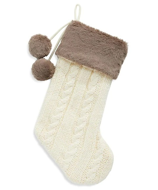 GlucksteinHome Cable-Knit & Faux Fur Stocking