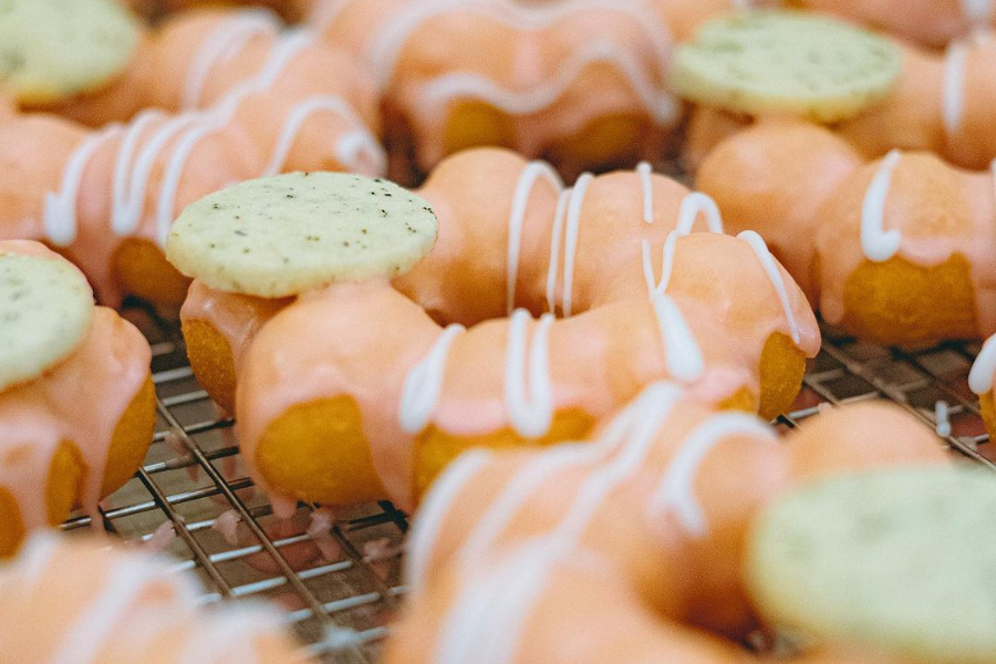 close up of mochi donuts