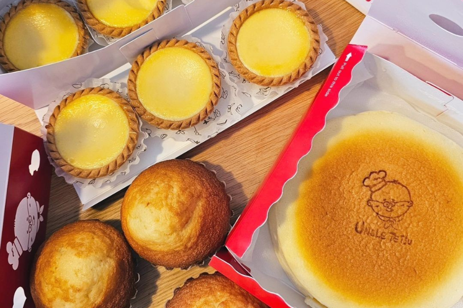 uncle tetsu cheesecake, cheese tarts, and honey madeleines