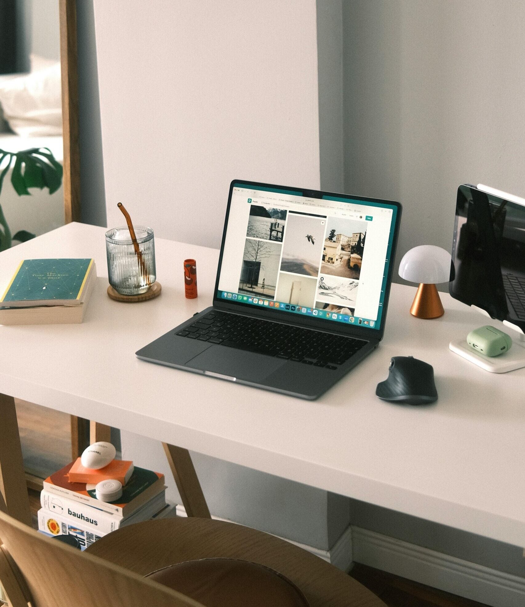 A laptop on a desk