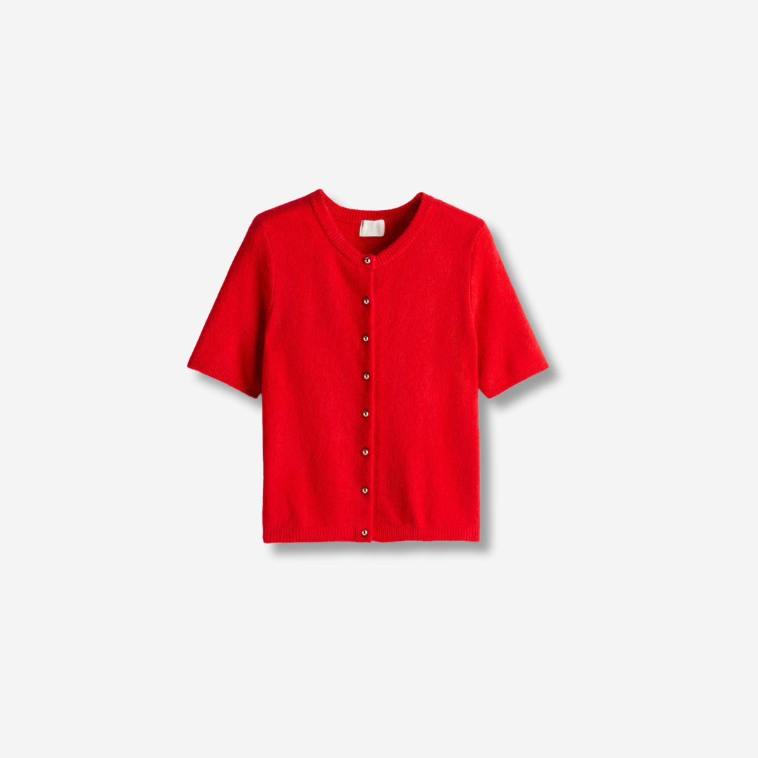 red short-sleeve sweater