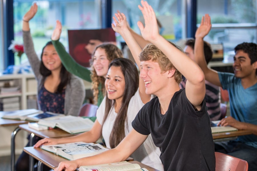 high school students in classroom