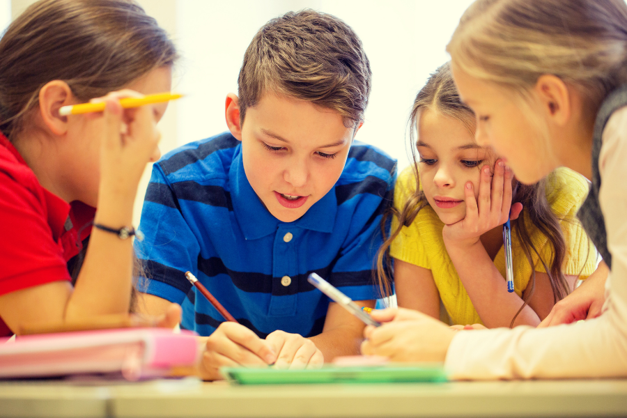 grade 2 students working in a group