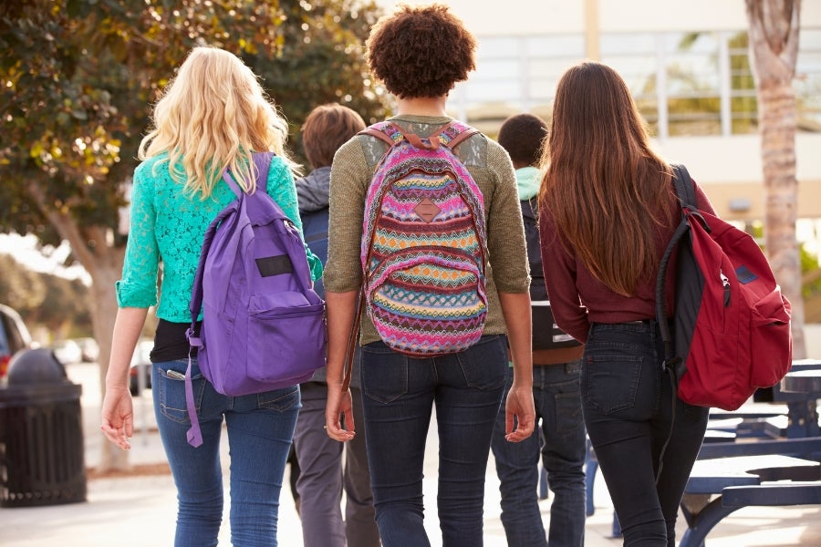 high school students walking