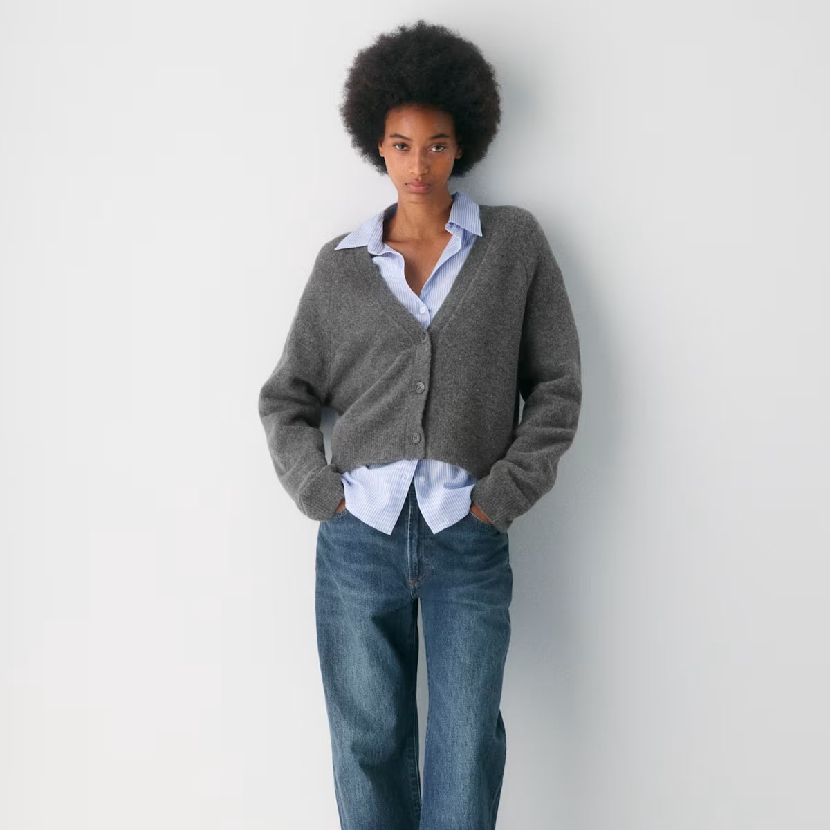 woman wearing a cardigan