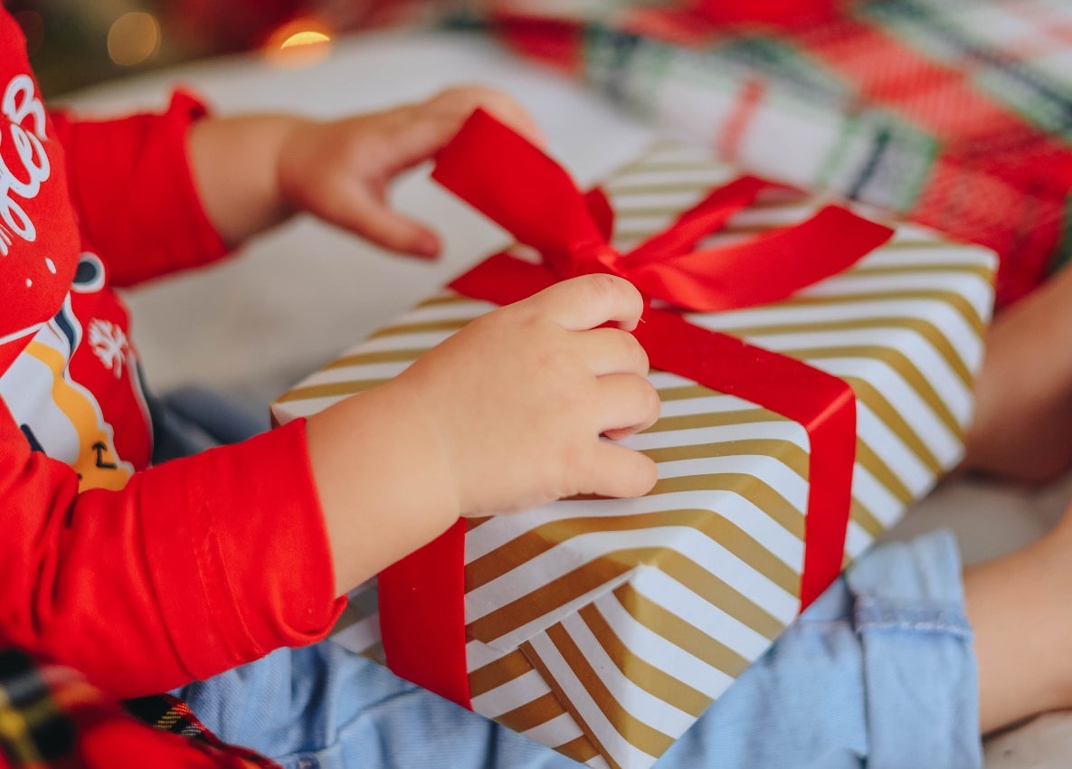 a child opening a present